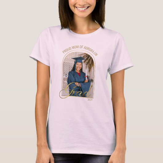 Modern Trots Moeder van Afstudeerder Custom Foto R T-shirt (Voorkant)
