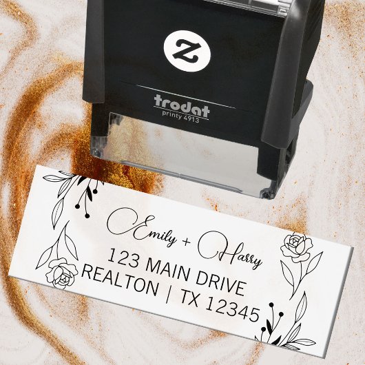 Modern Trouwadres | Naam Koppel Script Zelfinktende Stempel