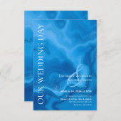 Modern trouwblauw kaart (Voorkant / Achterkant)