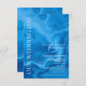 Modern trouwblauw kaart (Voorkant / Achterkant)