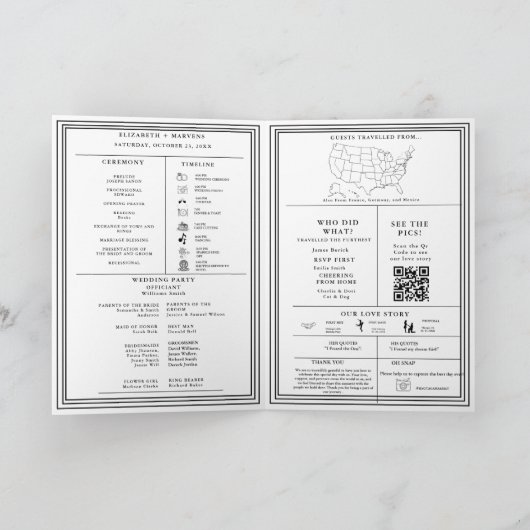 Modern Trouwdag Vouw Infographic Programma (Binnen)