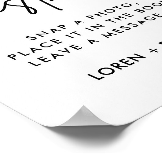 Modern trouwfoto gastensignatieboek poster (Hoek)