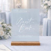 Modern trouwgastboekbord | Stofblauw