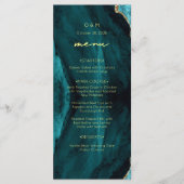 Modern Trouwmenu met Turquoise Agate Menu (Voorkant)