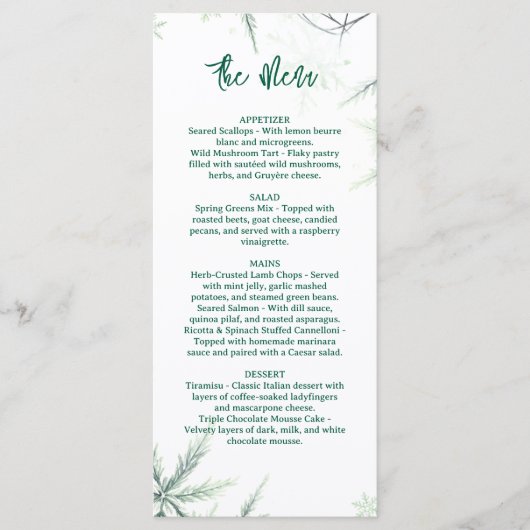 Modern Trouwmenu, Minimalistisch Menu, Elegant Menu (Voorkant)