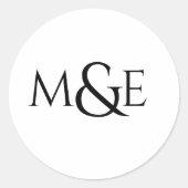 Modern Trouwmonogram Ronde Sticker (Voorkant)
