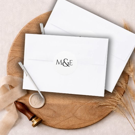 Modern Trouwmonogram Ronde Sticker