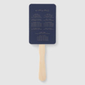 Modern Trouwprogramma met Navy Blauwe en Gouden Sc Handwaaier (Achterkant)
