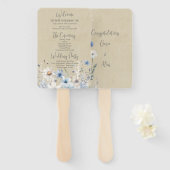 Modern Trouwprogramma met Wilde Bloemen Handwaaier (Voorkant en achterkant)