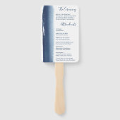 Modern Trouwprogramma Navy Blauwe Elegante Huwelij Handwaaier (Achterkant)