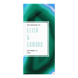 modern trouwprogramma voor groene en blauwe getijd reclamekaart