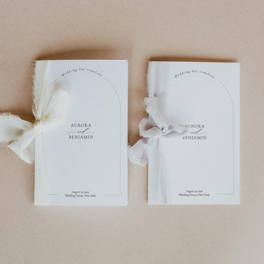 Modern trouwprogrammaboekje met tijdlijnpictogramm