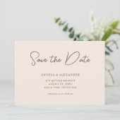Modern Trouwscript Beige Bruin Save The Date (Staand voorkant)