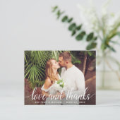 Modern Trouwscript Liefde en Bedankt Foto Briefkaart (Staand voorkant)