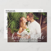 Modern Trouwscript Liefde en Bedankt Foto Briefkaart (Voorkant / Achterkant)