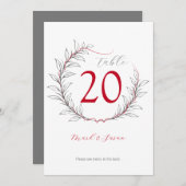 Modern Trouwtafel Nummer & Menu (grijs) Kaart (Voorkant / Achterkant)