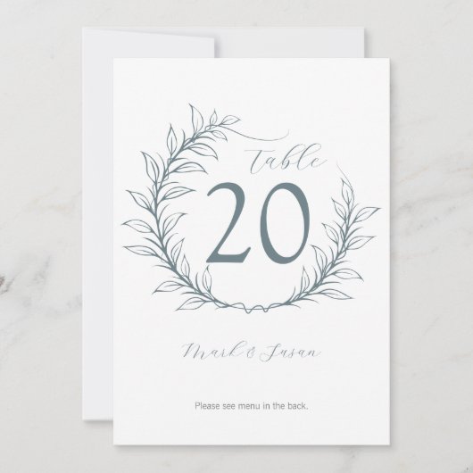 Modern Trouwtafel Nummer & Menu Kaart (Voorkant)