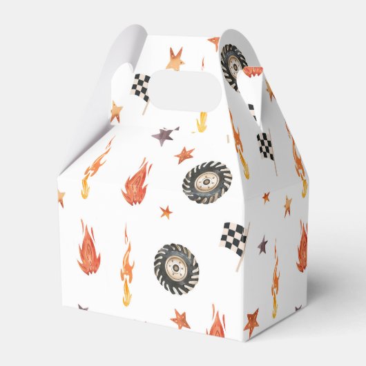 Modern Truck Racing Boys Verjaardag Waterverf Wit Bedankdoosjes (Voorkant Zijde)