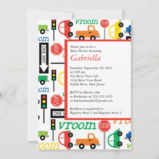 Modern Trucks Boy Baby shower Invitation Kaart (Voorkant)