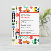 Modern Trucks Boy Baby shower Invitation Kaart (Staand voorkant)