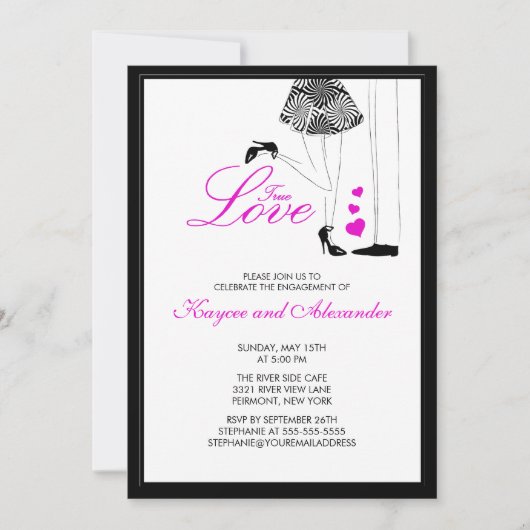 Modern True Love Couple Verloving Invitations Kaart (Voorkant)