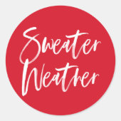 Modern trui weer script rood vakantie ronde sticker (Voorkant)