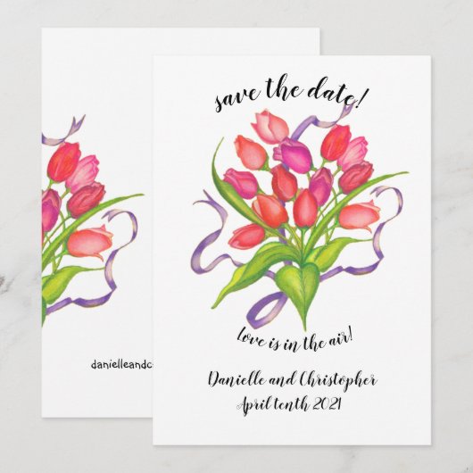 Modern Tulip Bouquet Announcement Aankondiging (Voorkant / Achterkant)