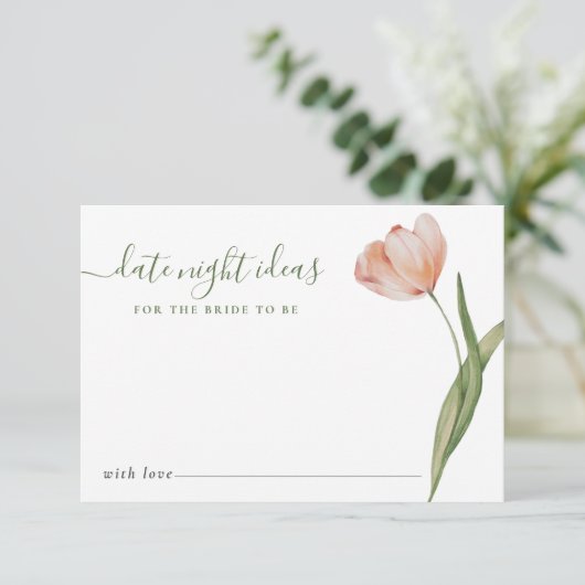 Modern Tulip Date Night Ideas Vrijgezellenfeest Informatiekaartje (Staand voorkant)