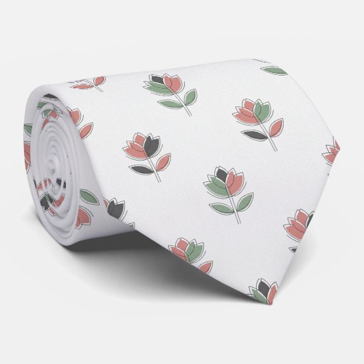 Modern Tulip Floral  Minimalist  Stropdas (Opgerold)
