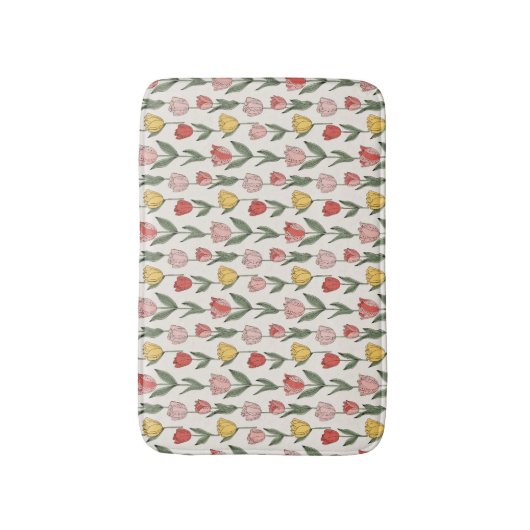 Modern Tulip Floral Pattern Soft Botanical Spring Badmat (Voorkant Verticaal)