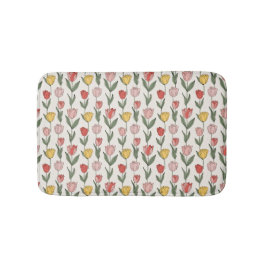 Modern Tulip Floral Pattern Soft Botanical Spring Badmat