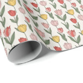 Modern Tulip Floral Pattern Soft Botanical Spring Cadeaupapier (Rol Hoek)