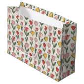 Modern Tulip Floral Pattern Soft Botanical Spring Groot Cadeauzakje (Voorkant Gekanteld)