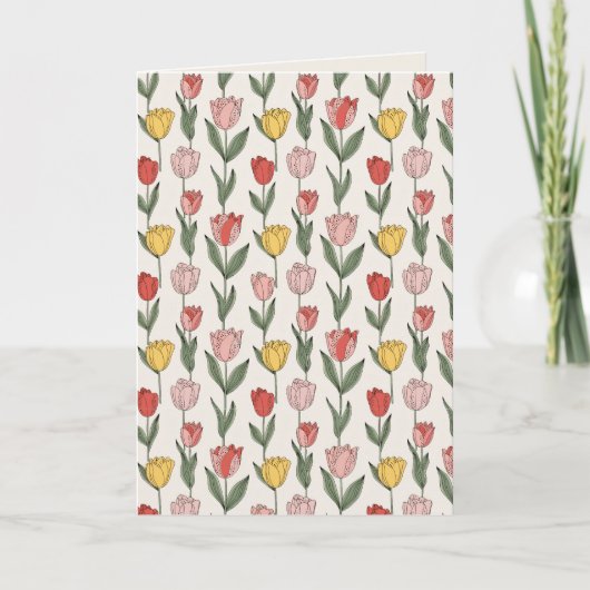 Modern Tulip Floral Pattern Soft Botanical Spring Kaart (Voorkant)