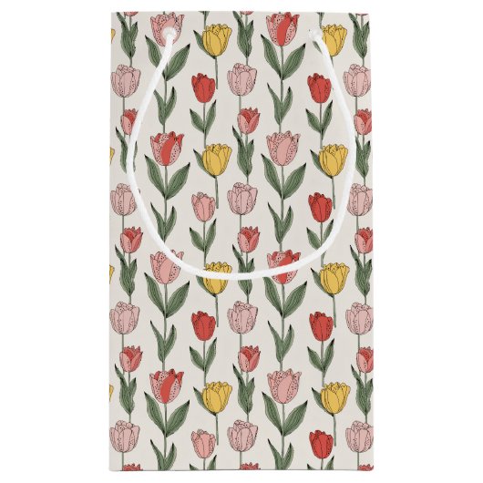 Modern Tulip Floral Pattern Soft Botanical Spring Klein Cadeauzakje (Achterkant)
