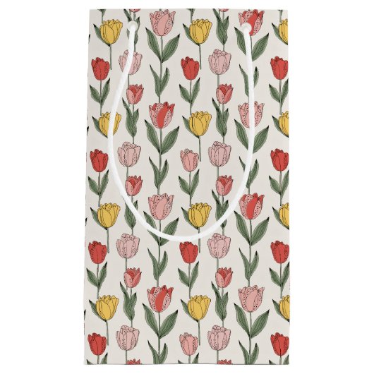 Modern Tulip Floral Pattern Soft Botanical Spring Klein Cadeauzakje (Voorkant)