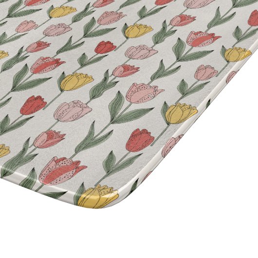 Modern Tulip Floral Pattern Soft Botanical Spring Snijplank (Hoek)