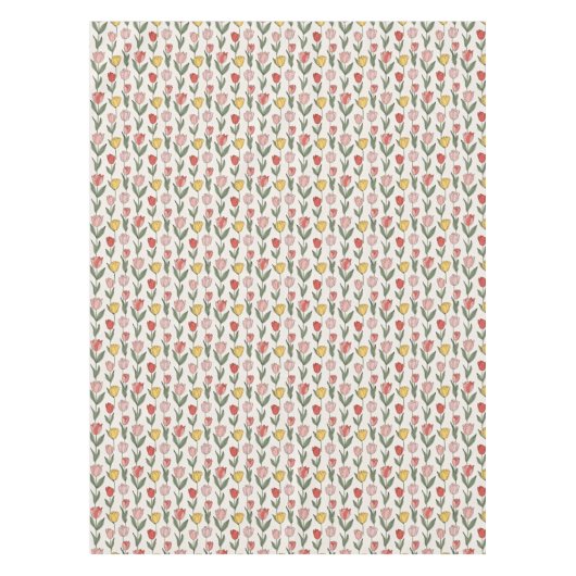 Modern Tulip Floral Pattern Soft Botanical Spring Tafelkleed (Voorkant)