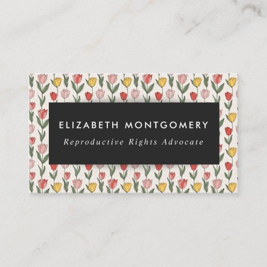 Modern Tulip Floral Pattern Soft Botanical Spring Visitekaartje (Voorkant)
