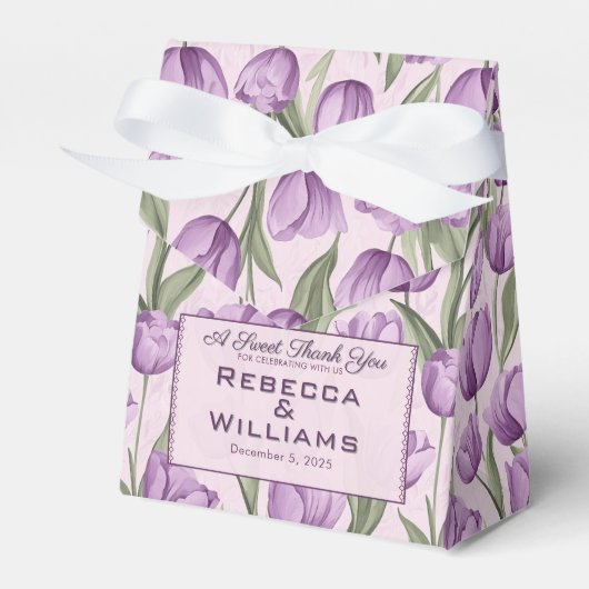 Modern Tulip Flower Greenery Wedding Favor Boxes Bedankdoosjes (Voorkant Zijde)