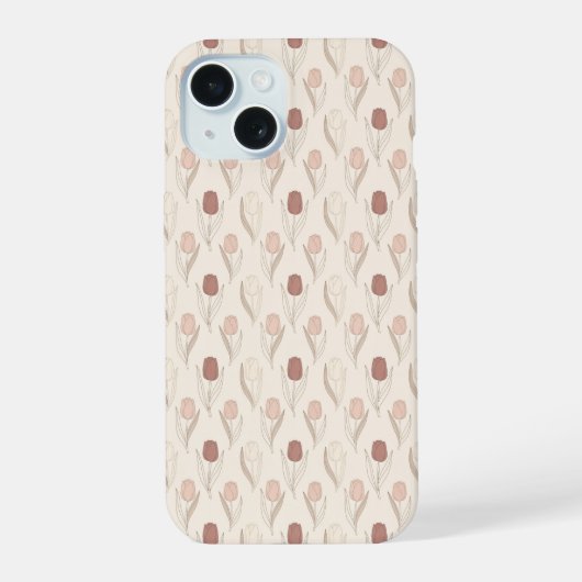 Modern Tulp Bloempatroon iPhone 15 Case (Achterkant)