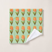 Modern tulp bloempatroon op lichtgroen bad handdoek (Wasdoekje)