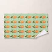 Modern tulp bloempatroon op lichtgroen bad handdoek (Handdoek)