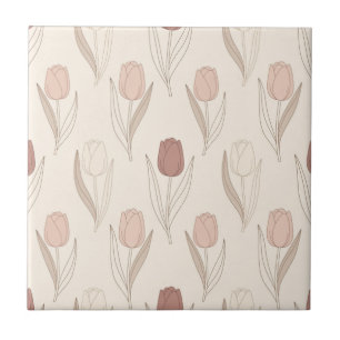 Modern Tulp Bloempatroon Tegeltje