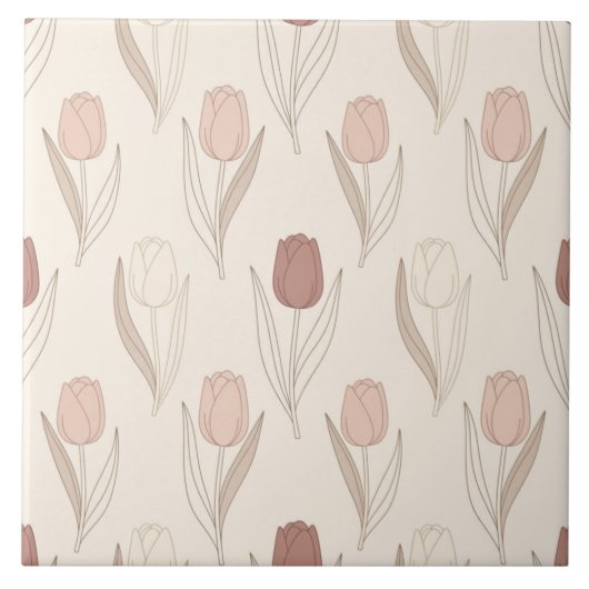 Modern Tulp Bloempatroon Tegeltje (Voorkant)