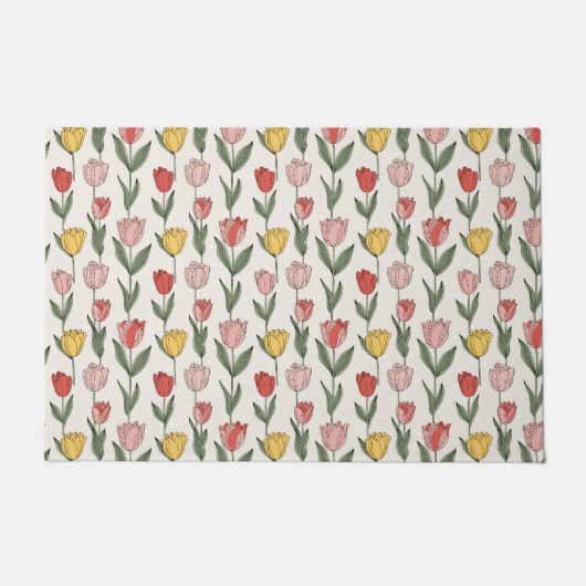 Modern Tulp Bloempatroon Zachte Botanische Lente Deurmat (Voorkant)