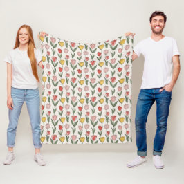 Modern Tulp Bloempatroon Zachte Botanische Lente Fleece Deken