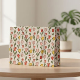 Modern Tulp Bloempatroon Zachte Botanische Lente Groot Cadeauzakje