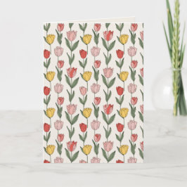 Modern Tulp Bloempatroon Zachte Botanische Lente Kaart