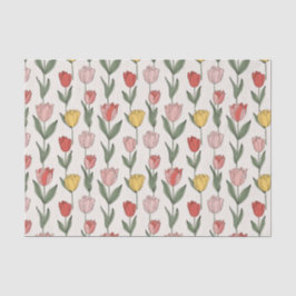 Modern Tulp Bloempatroon Zachte Botanische Lente Tissuepapier